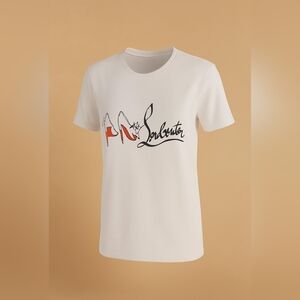 Christian Louboutin white logo print on t-shirt.Not Louboutin brand just…